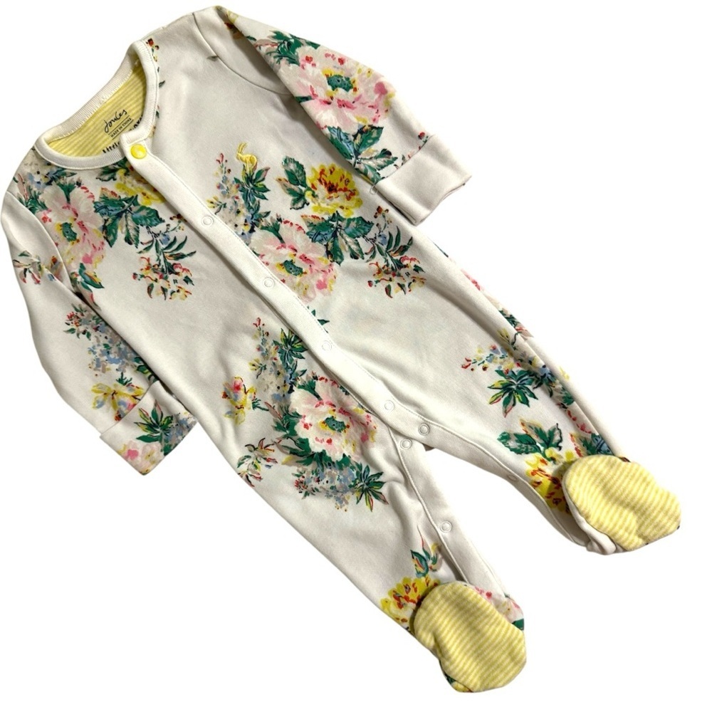 Joules Baby Girls Footed Sleeper – Floral Razzmatazz Print – Size 0-3 Months - Picture 1 of 8